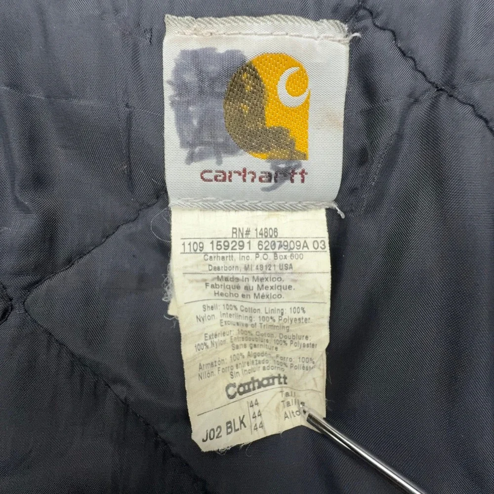 Carhartt Sandstone Jacket Arctic Quilt Lined Mens Large 44 J02 BLK Black